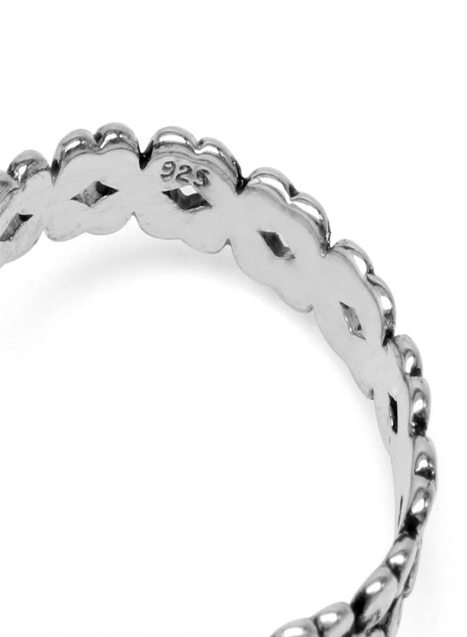 Silvershake Women's Petite Original Tanzanite 925 Sterling Silver Flower Stackable Eternity Ring - Image 4