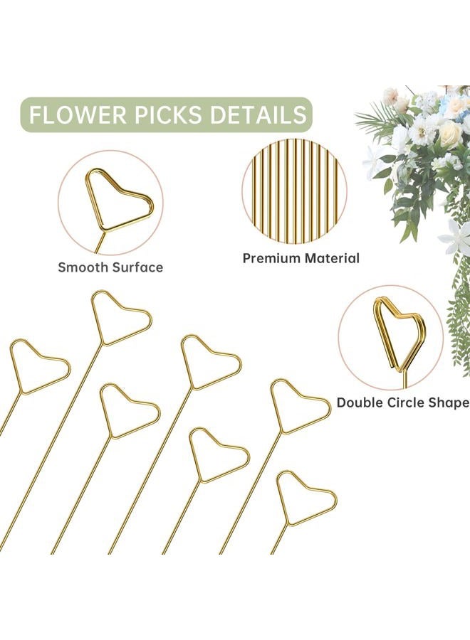 AMZLUV 42 Packs Floral Card Holder Picks - Metal Gift Card Holder Sticks for Bouquets, Wedding Centerpieces, Photo Holder Sticks, Floral Picks for Cards, Picture Picks for Centerpieces, Heart-Shaped - Image 3