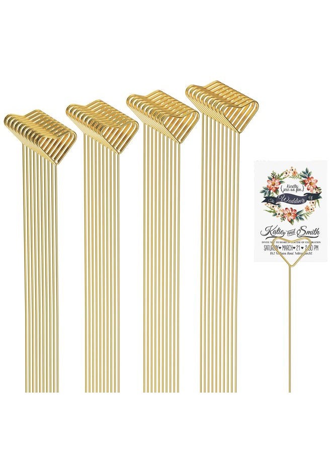 AMZLUV 42 Packs Floral Card Holder Picks - Metal Gift Card Holder Sticks for Bouquets, Wedding Centerpieces, Photo Holder Sticks, Floral Picks for Cards, Picture Picks for Centerpieces, Heart-Shaped - Image 1