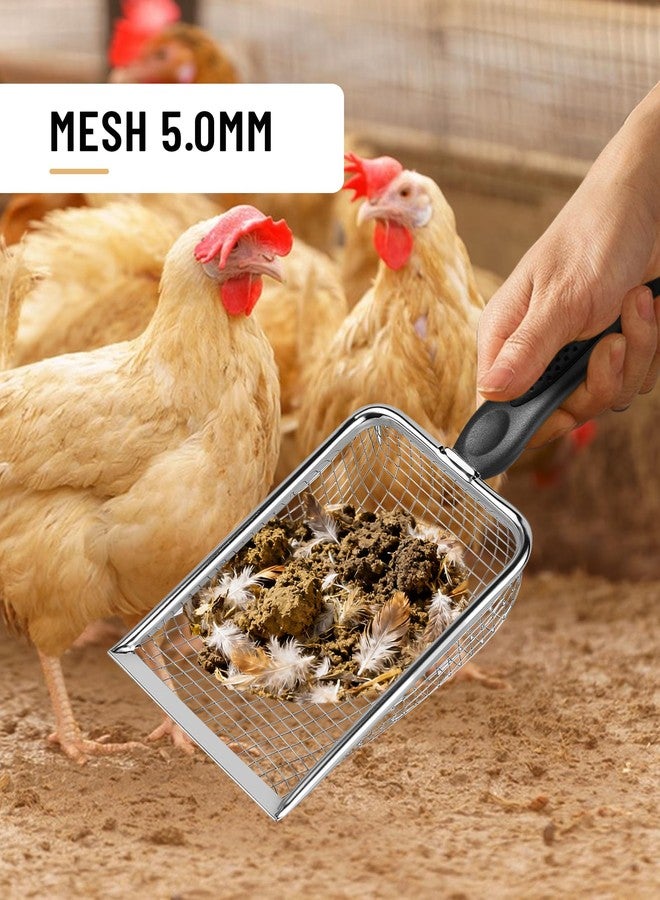 KOROI Chicken Poop Scooper for Coop,2 Pack Chicken Coop Poop Scoop Shovel with 3.8mm & 5mm Mesh, Metal Chicken Coop Rake and Scoop Tool,Scooper Shovel for Sifting Sand, Litter, Chicken Supplies - Image 3