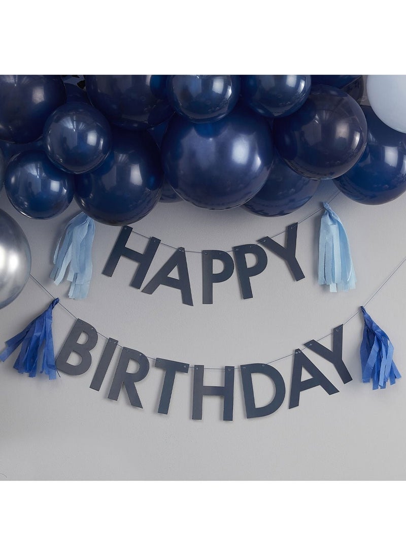 Ginger Ray Happy Birthday Tassel Garland Banner Blue Paper 150cm - Image 2