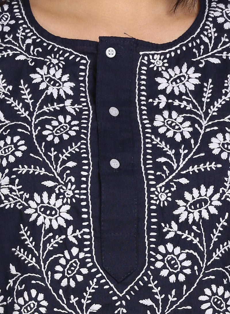 الايا كرتي قطن مطرز يدويًا بتطريز شيكانكاري للنساء - Image 5