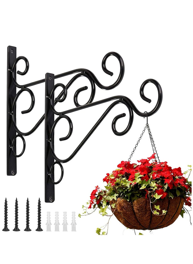 Generic 2PCS Hanging Plant Brackets, Black Outdoor Hanging Hook Bracket for Plants Bird Feeder Lantern Wind Chimes  - Image 1