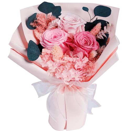 Bonsion Flowers Gifts for Mom, Flower for Delivery, Preserved Roses Bouquets, Pink Roses, Birthday Gifts for Women, Mothers Day Flowers for Wife - Image 1