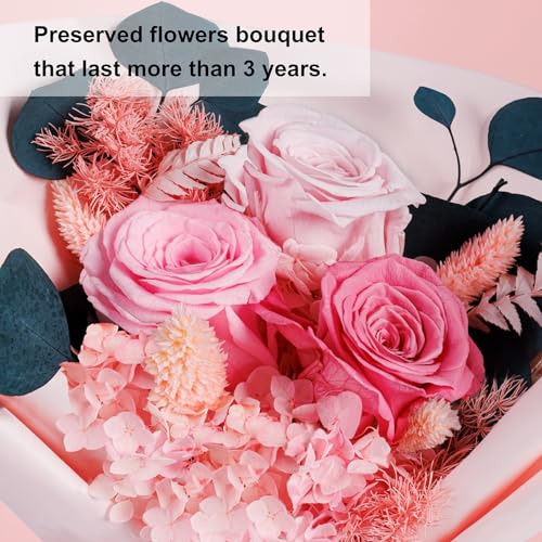 Bonsion Flowers Gifts for Mom, Flower for Delivery, Preserved Roses Bouquets, Pink Roses, Birthday Gifts for Women, Mothers Day Flowers for Wife - Image 4