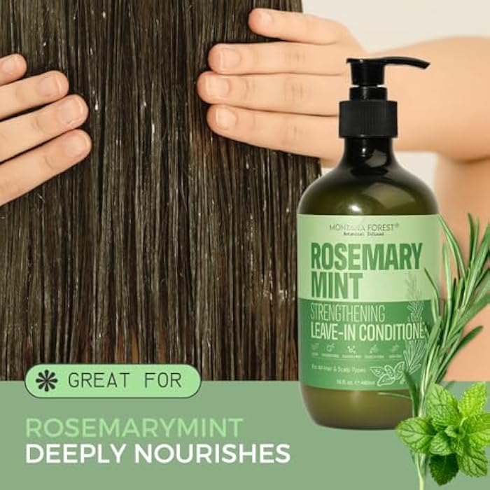Rosemary Mint Strengthening Leave-In Conditioner - 16 fl oz | Natural Botanical Hair Care | Nourishing and Strengthening for All Hair Types | Sulfate-Free, Paraben-Free, and Non-GMO - Image 3