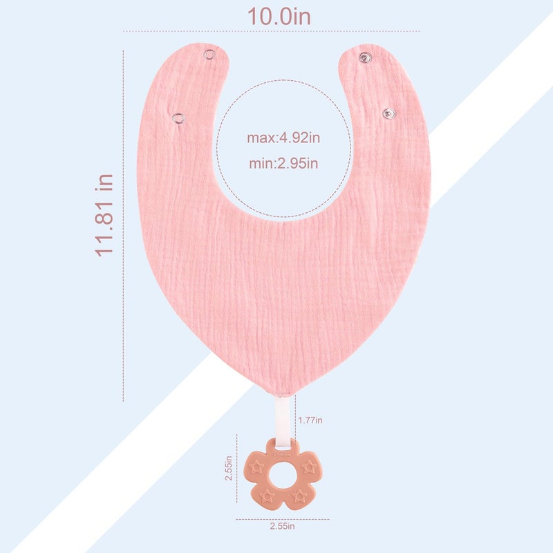 Vuminbox Muslin Baby bibs 6-Pack and Teething Toys 6-Pack Made with 100% Organic Cotton, Absorbent and Soft For Baby girl - Image 5
