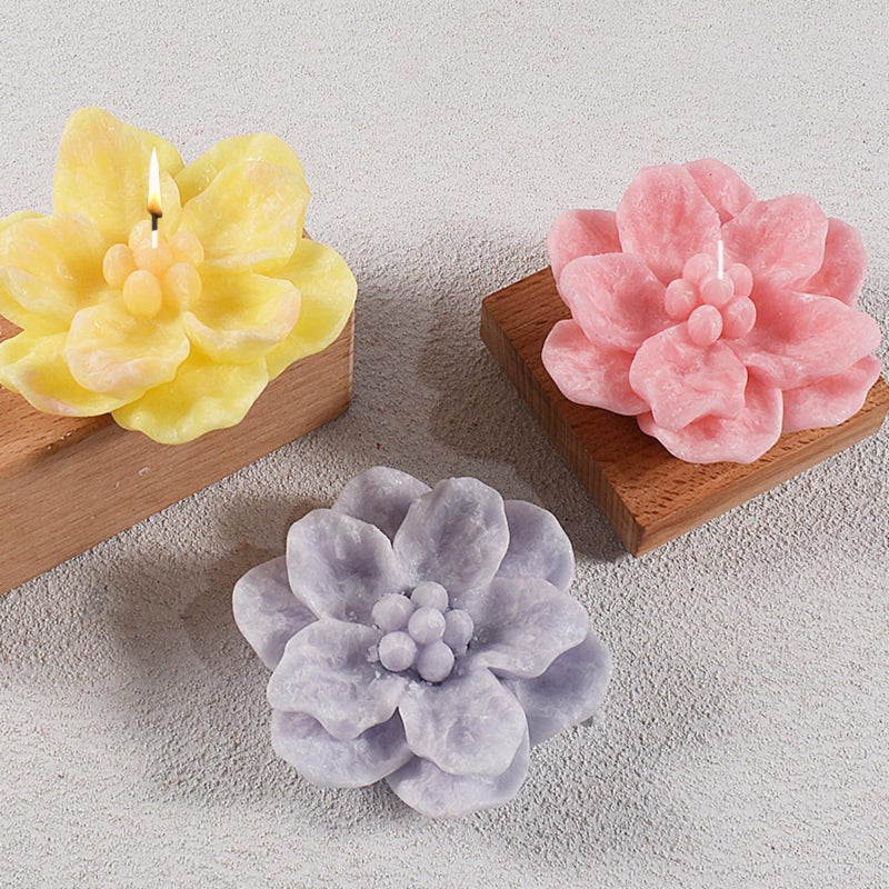 NINEXY 3D Flower Silicone Candle Molds Lotus/Rose/Iris/Camellia Flower Soap Plaster Resin Casting Mold Fondant Chocolate Cake Baking Tools (Camellia) - Image 5