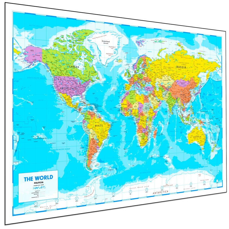 Hambli World Map For Wall â€“ 37â€ x 26â€ Large Map of the World Poster - World Map Wall Art For Classroom, Kids & Travel - Image 1