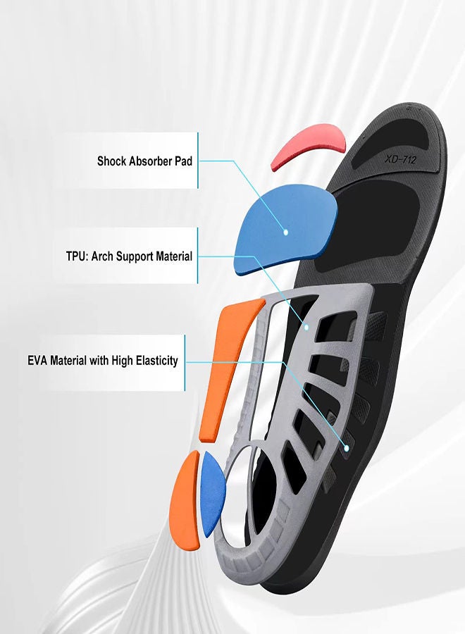 SYOSI Orthotic Insoles, Plantar Fasciitis Insole, for Plantar Fasciitis Flat Feet Leg, Anti Fatigue Arch Support Shoe Insert Men Women, Relieve Foot Pain Work Boot Insoles for Standing All Day (XL: 43-44)  - Image 2