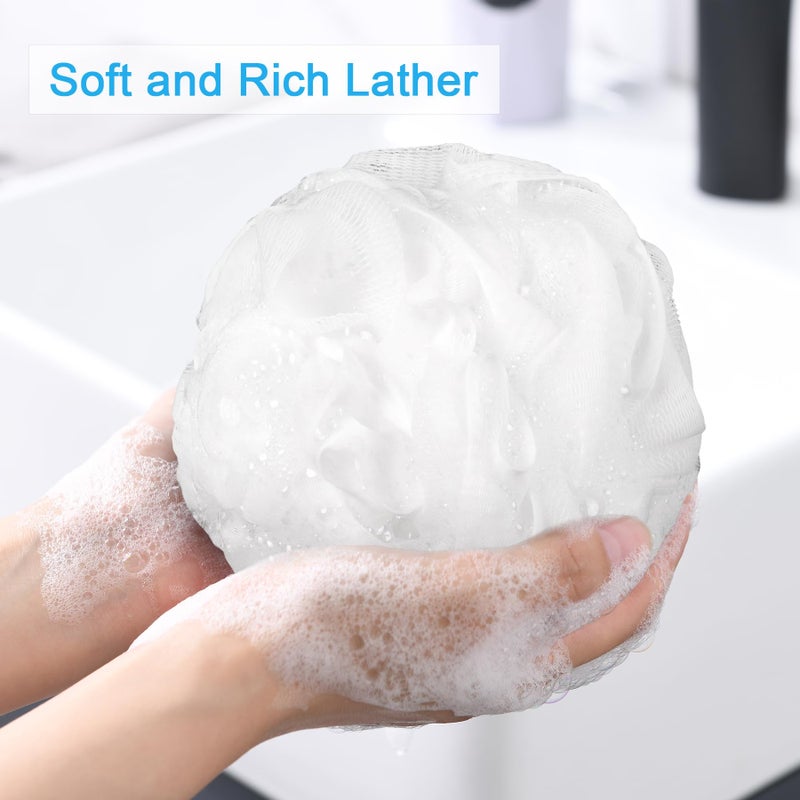 AmazerBath Loofah Sponge 75g/Piece, Exfoliating Bath Sponge Body Scrubber - Loofa Set of 4 - Snow White, Large - Image 2