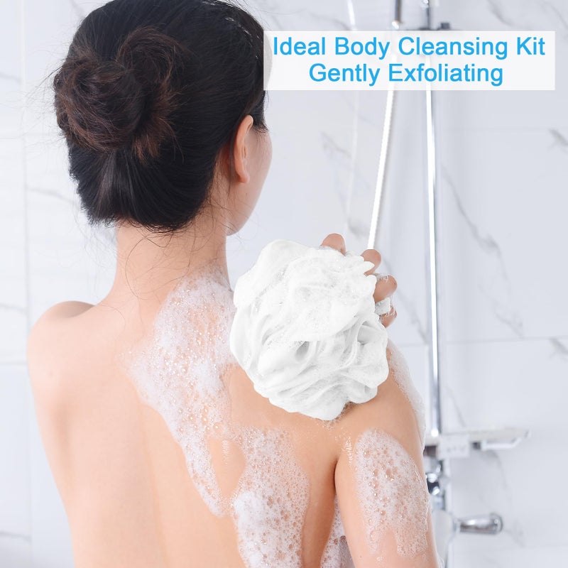 AmazerBath Loofah Sponge 75g/Piece, Exfoliating Bath Sponge Body Scrubber - Loofa Set of 4 - Snow White, Large - Image 3