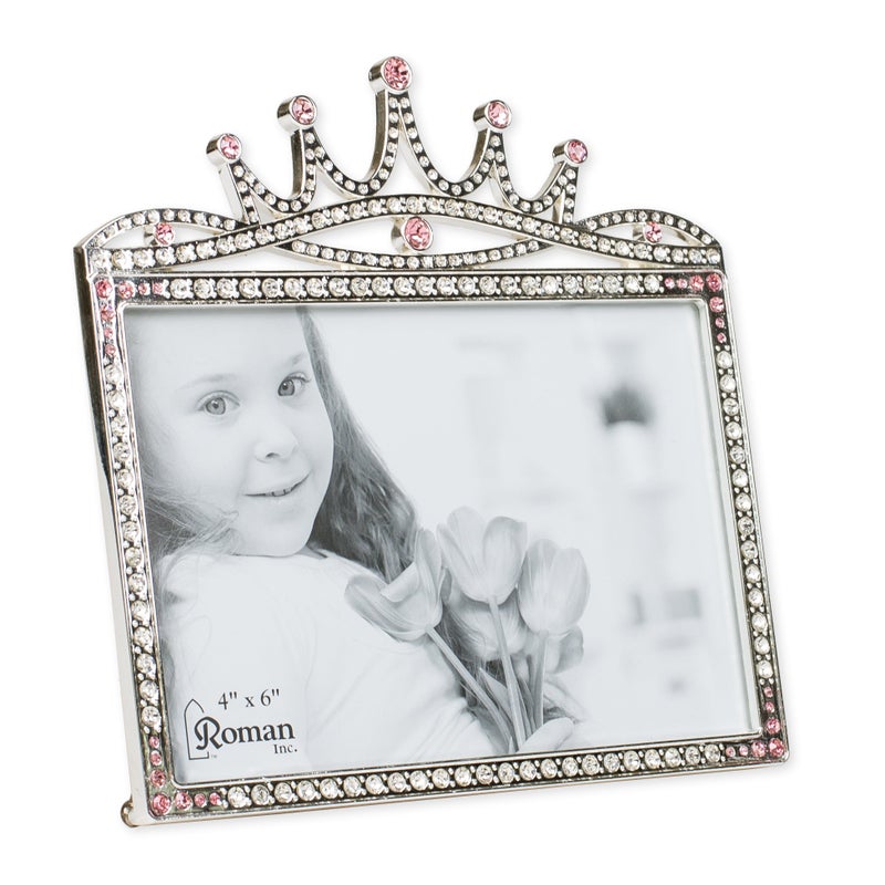 Roman Roman Giftware Inc.  Caroline Collection  New Baby  6"" H Princess Crown Frame Religious  Inspirational  Durable (6x1x5) - Image 1