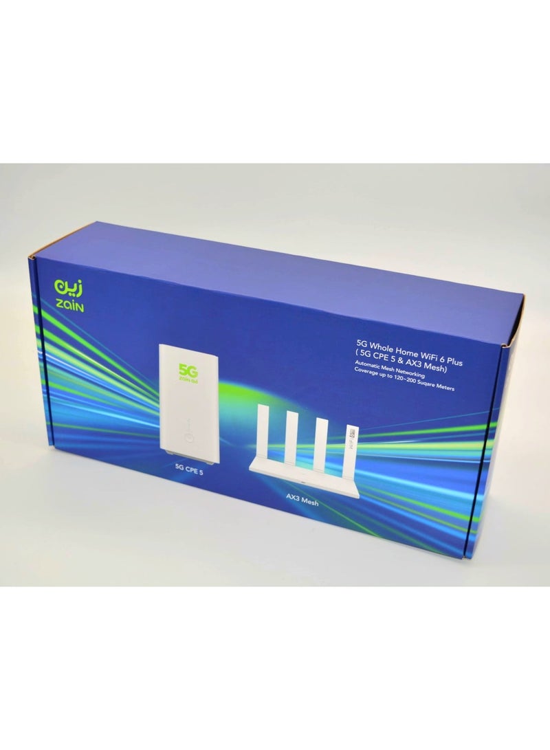 Zain 5G Whole Home WiFi 6 plus(5G CPE 5&AX3 Mesh) Automatic Mesh Network WHITE - Image 2