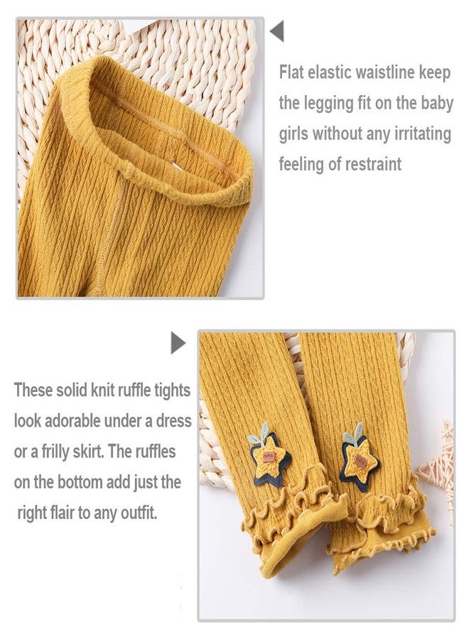 Looching 5 Packs Little Baby Girls Knit Footless Tights with Ruffle Cute Cartoon Pattern Ankle Length Leggings for Kids, White/Black/Yellow/Pink/Dark Gray, 3-5T - Image 5