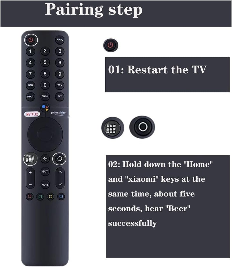 Lelukee Remote Control for Xiaomi TV P1, P1E, Q1, Q1E with Bluetooth and Voice Control Remote Control Compatible with Xiaomi TV P1/P1E/Q1/Q1E - Image 2