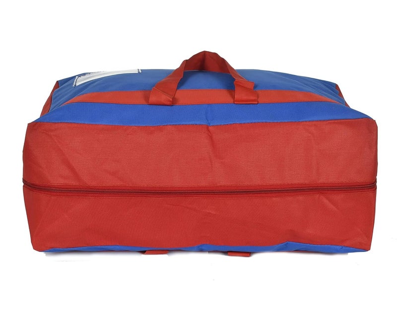 Kuber Industries Kuber Industries Water Resistant Storage Bag, Folding Organizer Bag, Under Bed Storage, College Carrying Bag for Bedding Comforters, Blanket, Clothes With Front Small Tranasparent Pocket (Blue & Red) - Image 5