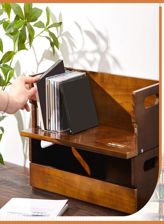 CroBlissful 4 Set Wooden CD Storage Box Holder Shelf Cassette Tape Display Racks with Carrying Handles, Organizer Shelf for Movie Cases, DVDs, Each Set Can Store up to 36 Pcs CDs (Brown) - Image 4