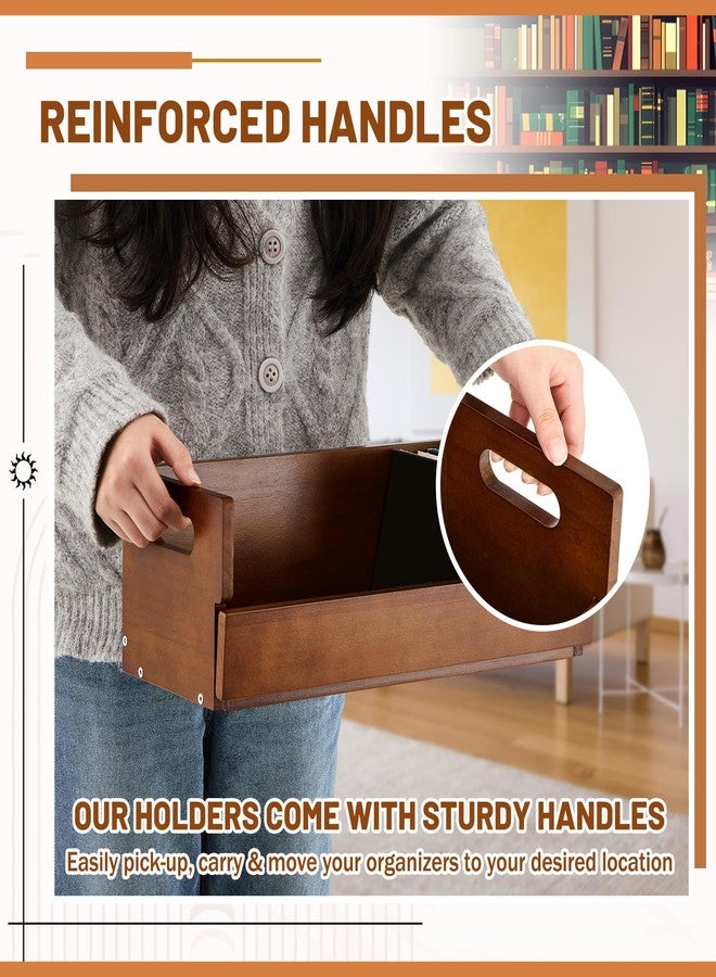 CroBlissful 4 Set Wooden CD Storage Box Holder Shelf Cassette Tape Display Racks with Carrying Handles, Organizer Shelf for Movie Cases, DVDs, Each Set Can Store up to 36 Pcs CDs (Brown) - Image 5