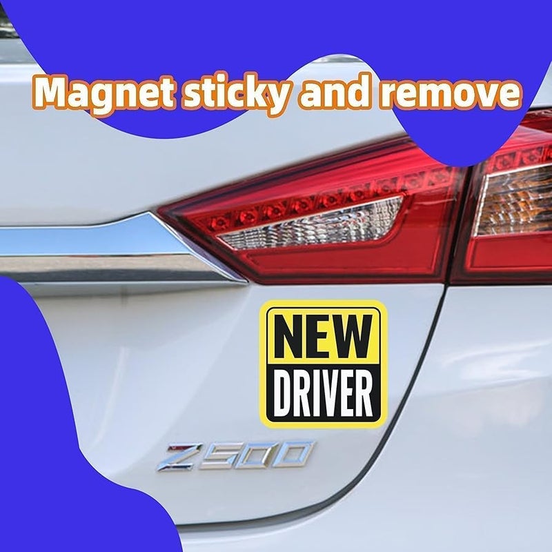 Woyinger Safe Drive Student Driver Magnet, High-Visibility New Driver Magnet for Car, Durable Automotive Exterior Accessories with Reflective Stripes, 2-Pack (Yellow/Black-New) - Image 4