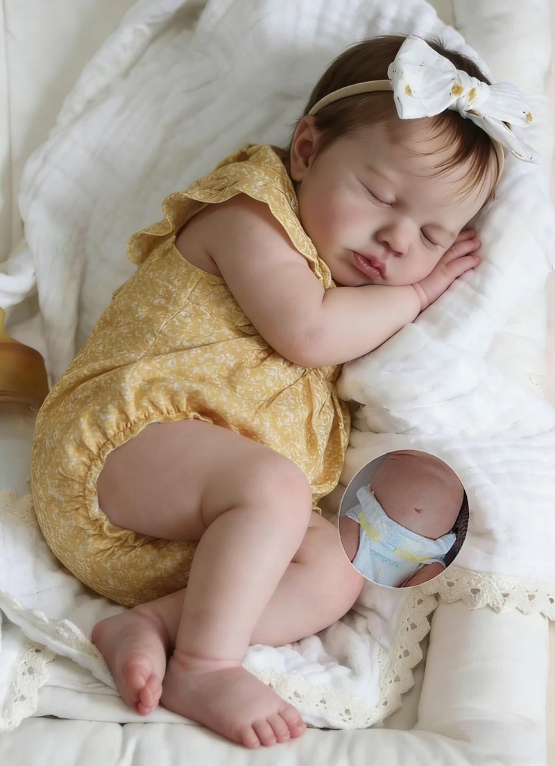 Anano Realistic Reborn Baby Dolls 20 Inch Lifelike Full Silicone Reborn Baby Dolls Girls That Look Like Real Sleeping Newborn Girl Doll Anatomically Correct Silicone Full Body Babies - Image 3