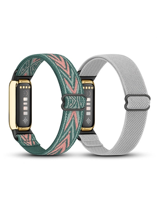 O Ozone (Pack of 2) O Ozone Nylon Band Compatible with Fitbit Luxe Bands for Women Men, Soft Elastic Nylon Wristband Replacement Sport Strap for Fitbit Luxe Fitness Tracker - Muticolor - Image 1