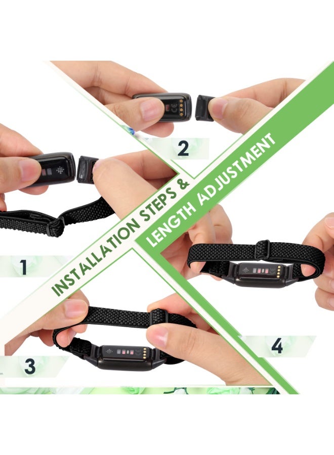 O Ozone (Pack of 2) O Ozone Nylon Band Compatible with Fitbit Luxe Bands for Women Men, Soft Elastic Nylon Wristband Replacement Sport Strap for Fitbit Luxe Fitness Tracker - Muticolor - Image 3