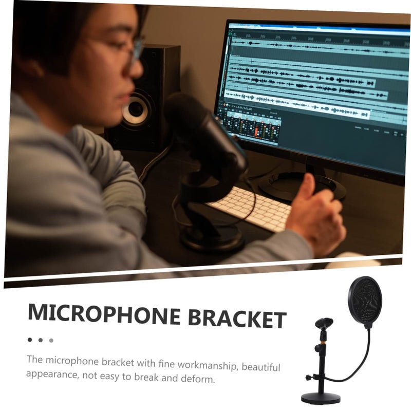 Professional Live Broadcast Microphone Stand with Pop Filter Metal Tripod 13x13x35cm Black - Image 5