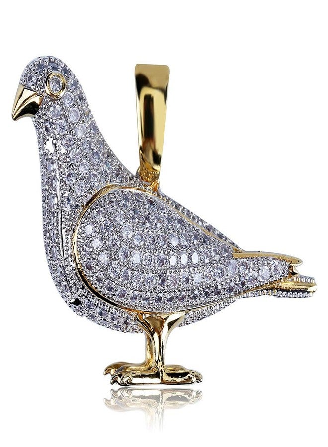 JAJAFOOK Hiphop 14k Gold Plated Iced Out CZ Pigeon Pendant Bling Necklace with 23.6" Rope Chain - Image 5