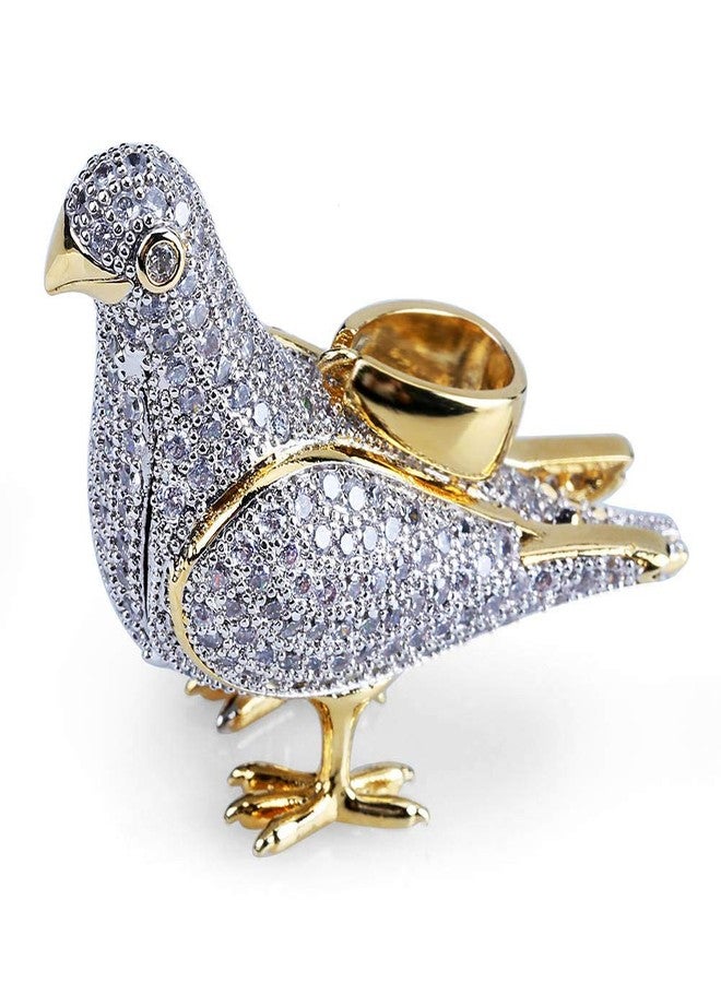 JAJAFOOK Hiphop 14k Gold Plated Iced Out CZ Pigeon Pendant Bling Necklace with 23.6" Rope Chain - Image 1