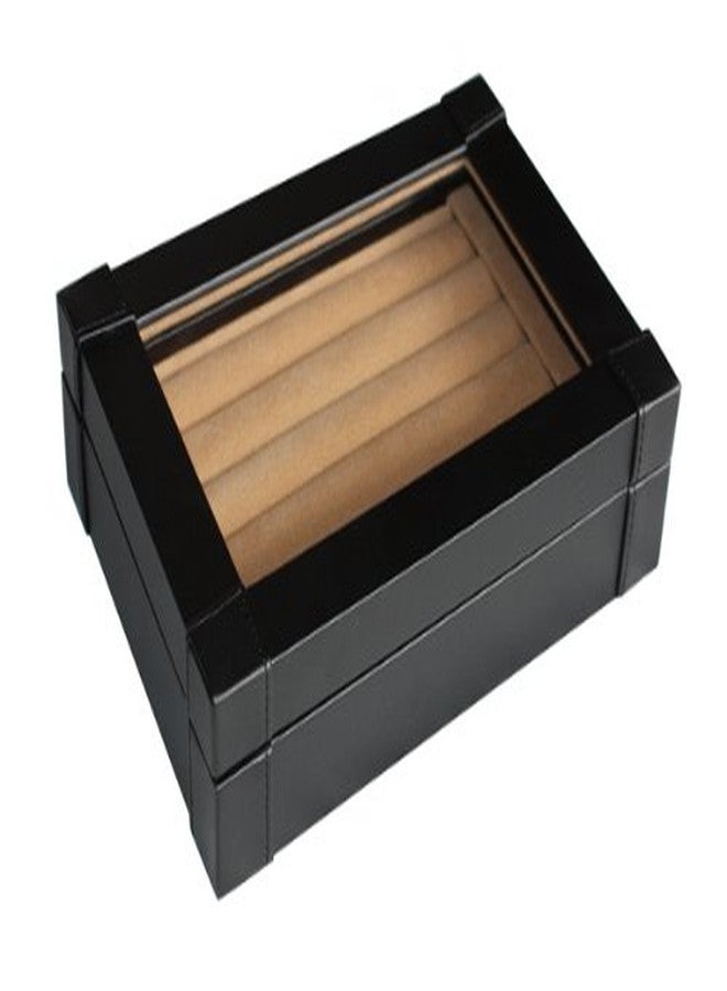 TimelyBuys Black Leatherette Cufflink Case & Ring Storage Organizer Jewelry Box for Cufflinks Father's Day Gift - Image 2