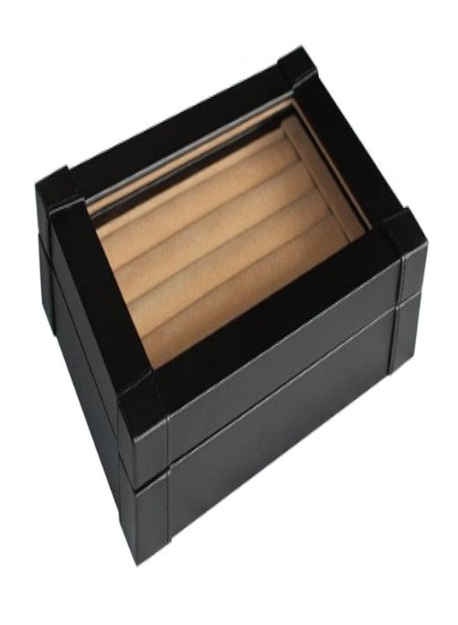 TimelyBuys Black Leatherette Cufflink Case & Ring Storage Organizer Jewelry Box for Cufflinks Father's Day Gift - Image 1