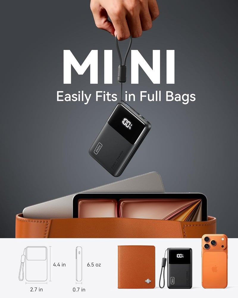 INIU Power Bank, Slimmest 10000mAh 45W PD Fast Charging Portable Charger, USB C in&Out Mini Battery Pack, Travel Essentials Phone Powerbank for iPhone 16 15 Samsung S25 S24 Google Pixel iPad etc - Image 3