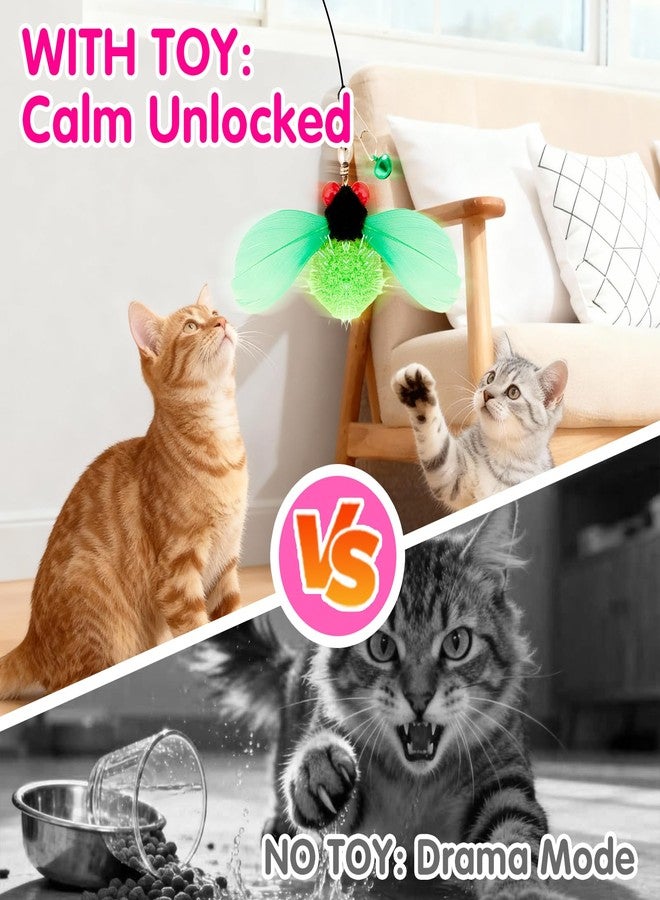 Walfront Interactive Insect Cat Toy for Indoor Cats | Bug Feather Wand with Metal Handle and 3 Realistic Insect Attachments for Exercise, Enrichment and Fun Play for Kittens and Adult Cats - Image 3