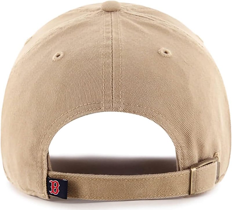 47 Brand MLB Khaki Primary Logo Clean Up Adjustable Strap Baseball Dad Hat Cap, Adult One Size Fits All - Boston Red Sox - Khaki - Image 2