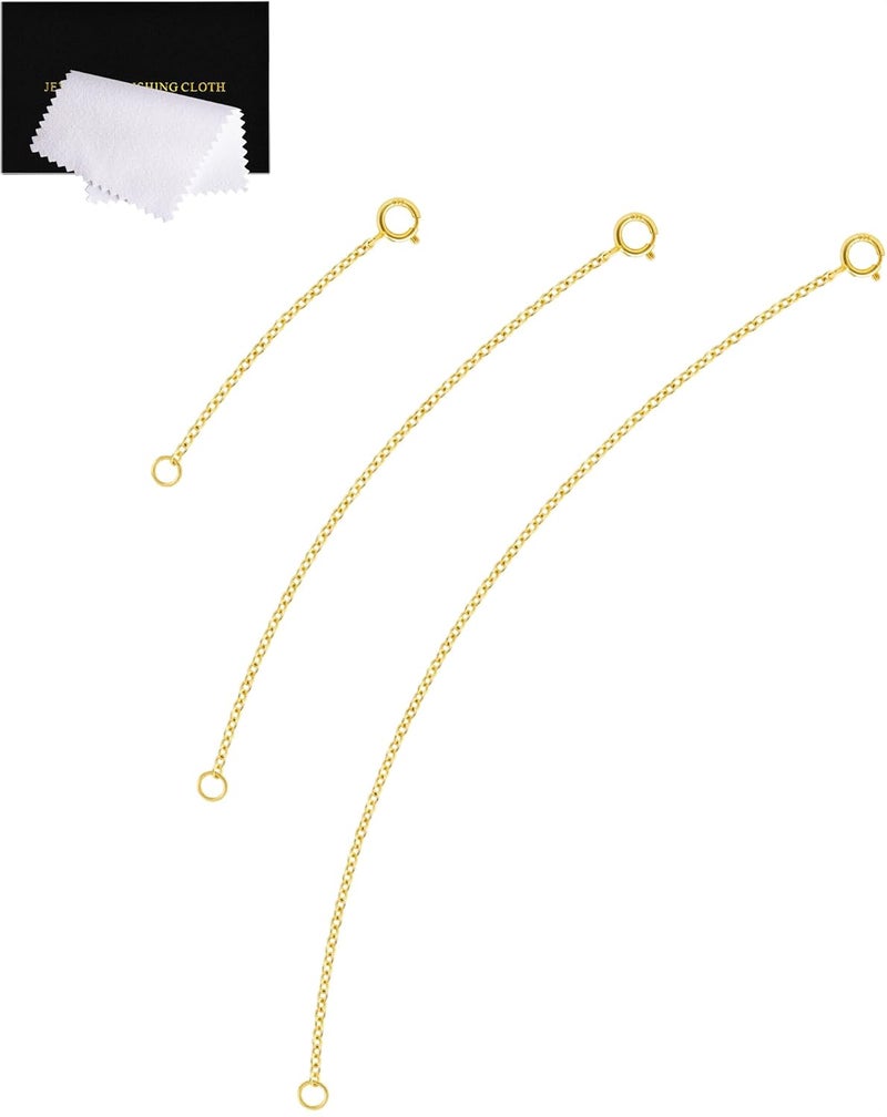 VANBARIS 925 Sterling Silver Necklace Extenders Gold Necklace Extender Chain Bracelet Anklet Jewelry Extension for Women, 3 Piece Set (2, 4, 6 Inches) - Image 1