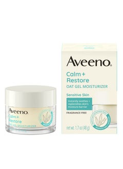 Aveeno Calm + Restore Oat Gel Facial Moisturizer For Sensitive Skin, Fast-Absorbing, Soothing Lightweight Gel Cream With Prebiotic Oat & Feverfew, Fragrance-Free & Hypoallergenic, 1.7 Oz  - Image 1