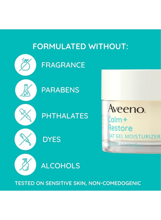 Aveeno Calm + Restore Oat Gel Facial Moisturizer For Sensitive Skin, Fast-Absorbing, Soothing Lightweight Gel Cream With Prebiotic Oat & Feverfew, Fragrance-Free & Hypoallergenic, 1.7 Oz - Image 2