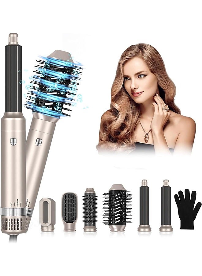 Garlo 6 in 1 Hair Drys Brush,Hot Air 60000RPM Powerful Negative Ionic Blow Dryer with 3 Temp Left&Right Air Curler Wand,1000W Thermal Air Brush,Hair Straightener Brush,Style Volumizing Brush  - Image 1