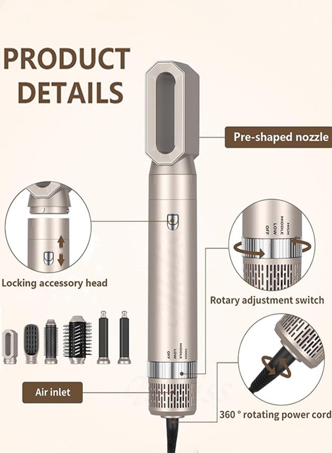 Garlo 6 in 1 Hair Drys Brush,Hot Air 60000RPM Powerful Negative Ionic Blow Dryer with 3 Temp Left&Right Air Curler Wand,1000W Thermal Air Brush,Hair Straightener Brush,Style Volumizing Brush  - Image 3