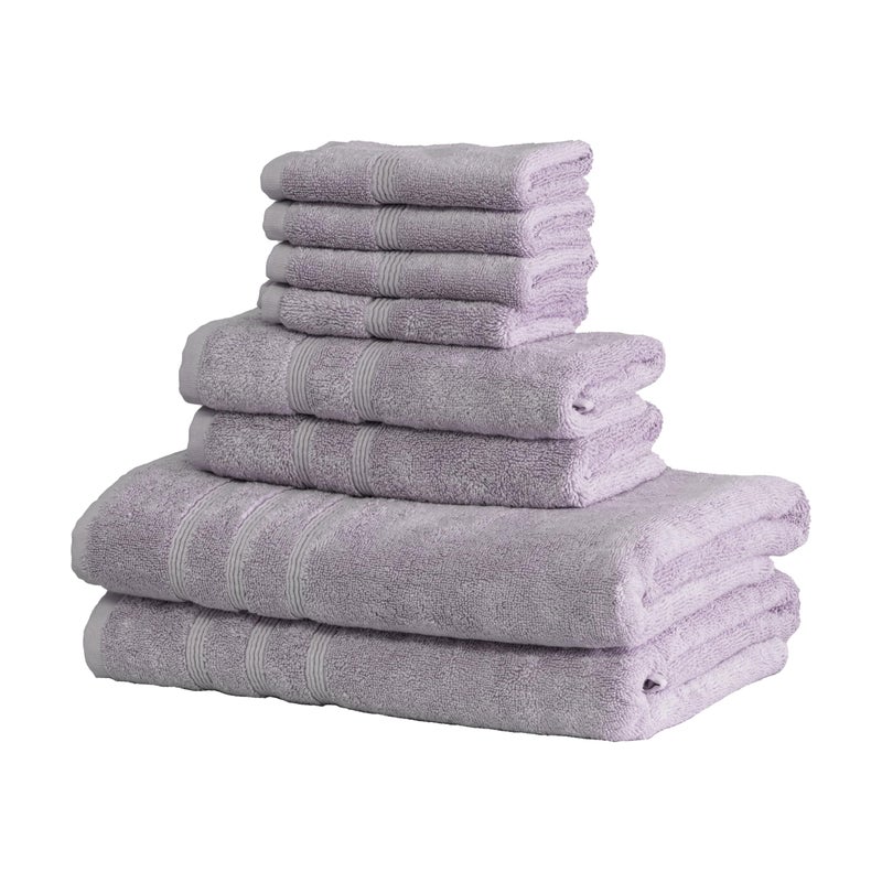 Mosobam Luxury Turkish 8pc Towel Set 30X58 16X30 13X13 Lavender Aura 700 GSM Bamboo Viscose  Aegean Turkish Combed Cotton