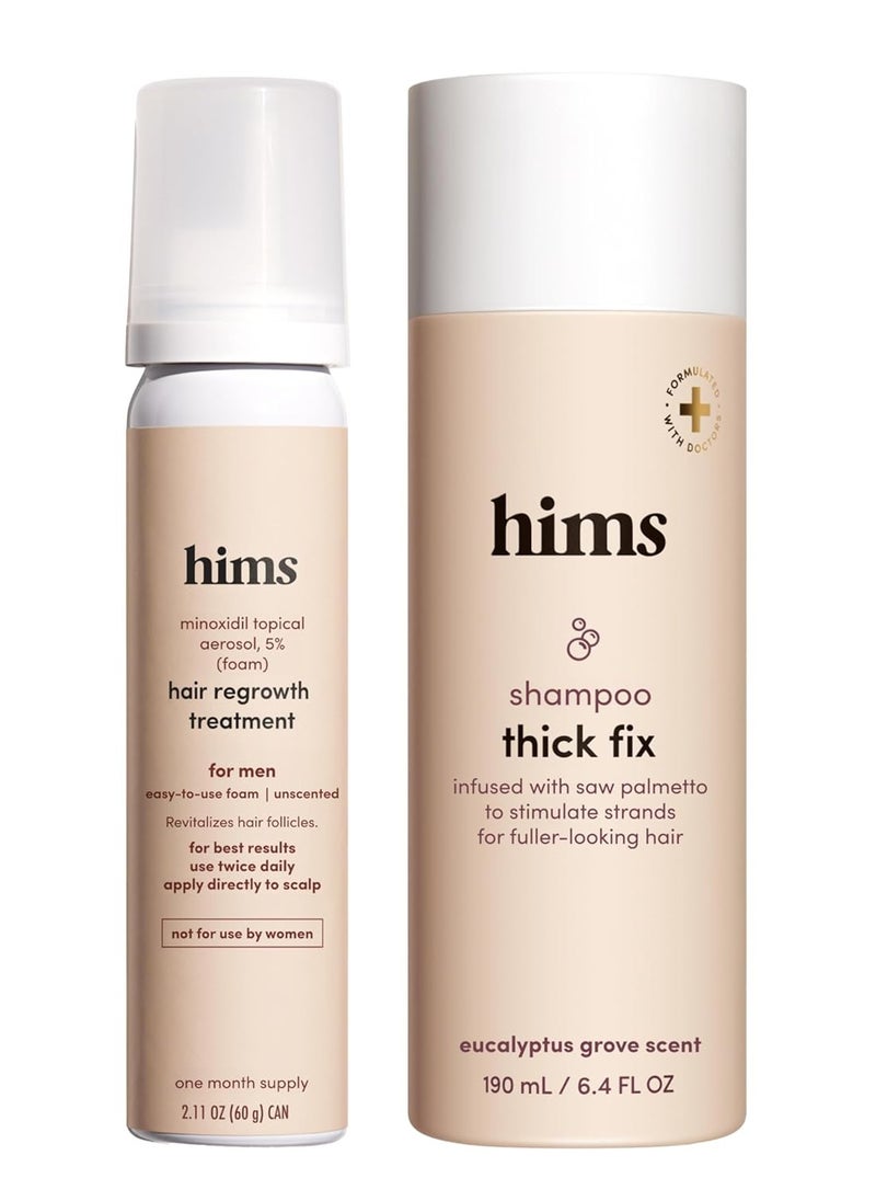 HIMS & HERS - hims Thick Fix Set - Hair Thickening Shampoo & 5% Minoxidil Foam for Men's Hair Growth - Moisturizing, Color Safe - 2 Count - Image 1