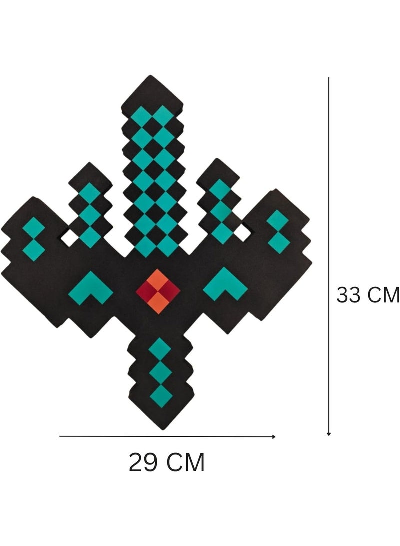 REZZOSS 33cm Pixelated Foam Sword Toy for Kids – Video Game Style EVA Foam Safe Battle Toy | Black & Teal Pixel Diamond Sword | Cosplay Costume Prop & Pretend Play Gamer Gift for Boys Girls Birthday Eid - Image 5