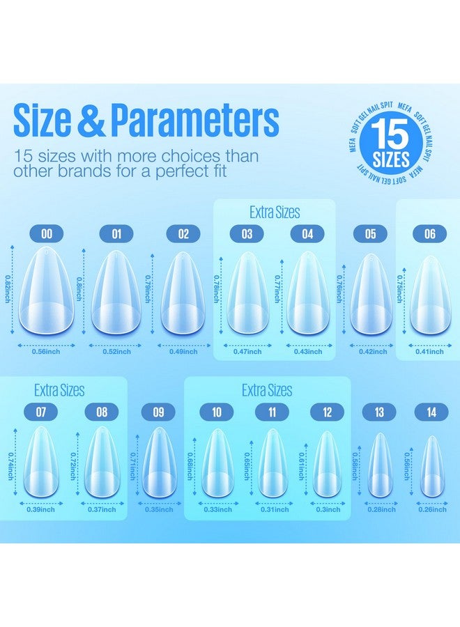 MEFA 15 Sizes Short Almond Nail Tips - 300 Pcs Full Cover Half Matte Press On Nails, Pre-Filed Gel Nail Tips For Nail Extension Home Diy Salon Manicure - Image 3