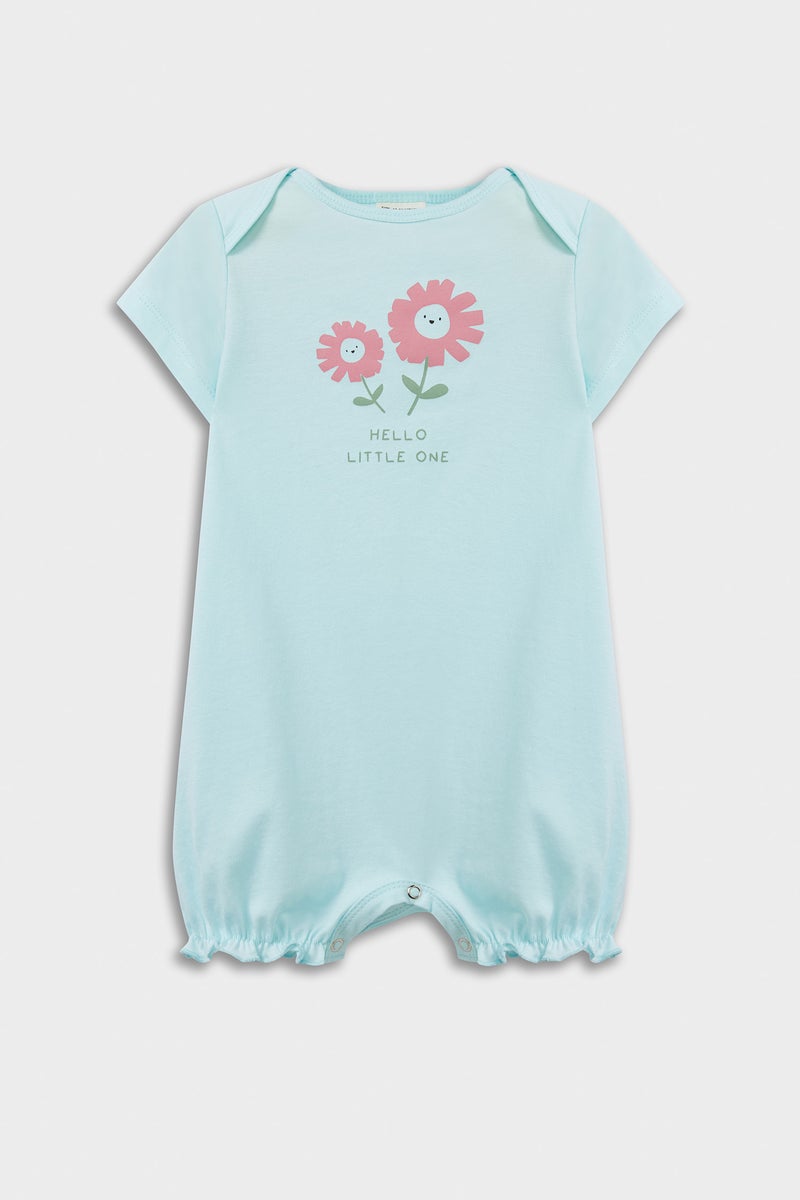 DeFacto Baby Girl 2 piece Regular Fit Envelope Neck Flower Jumpsuit  - Image 2