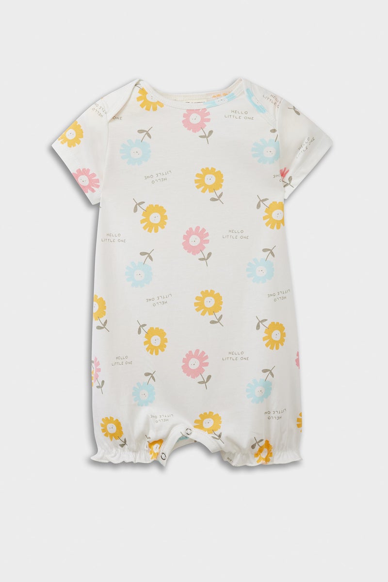 DeFacto Baby Girl 2 piece Regular Fit Envelope Neck Flower Jumpsuit  - Image 4