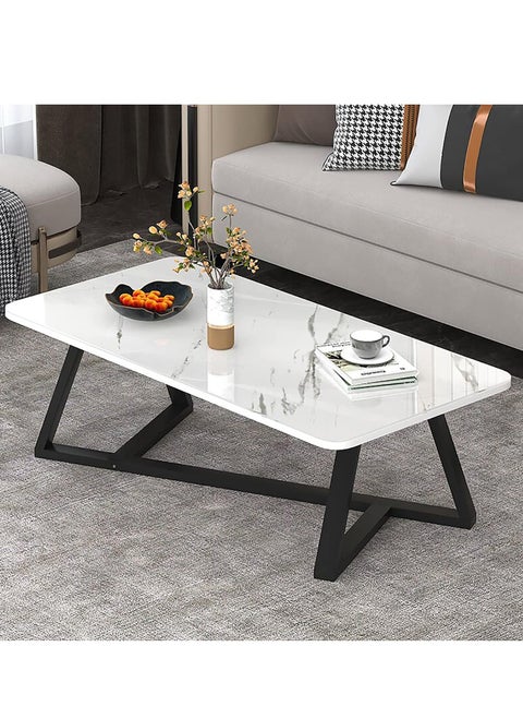 Multi-Use Nordic Luxury Coffee Table Sofa Table with Open Shelving for Storage and Display for Living Room and Home Office with Metal Frame