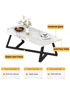 XiuWoo Multi-Use Nordic Luxury Coffee Table Sofa Table with Open Shelving for Storage and Display for Living Room and Home Office with Metal Frame  - Image 5