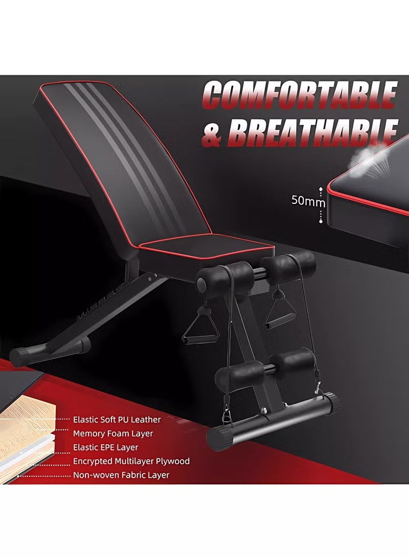 XiuWoo Adjustable Weight Bench, Utility Weight Benches for Full Body Workout, Foldable Incline Extension Decline Bench Press for Home Gym - Image 4