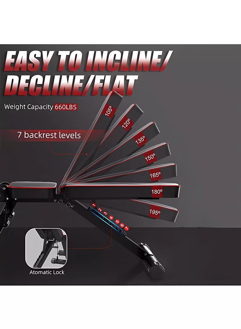 XiuWoo Adjustable Weight Bench, Utility Weight Benches for Full Body Workout, Foldable Incline Extension Decline Bench Press for Home Gym - Image 5